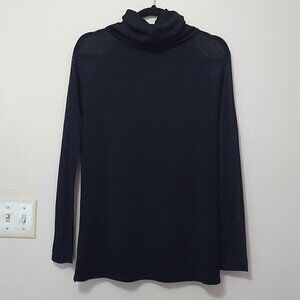 Ralph Lauren Black Label 100% Silk Sheer Sleeves Mock Sweater